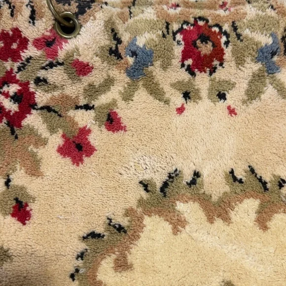 Vintage 50’s 60’s floral carpet tote shoulder back leather handles - Picture 10 of 12